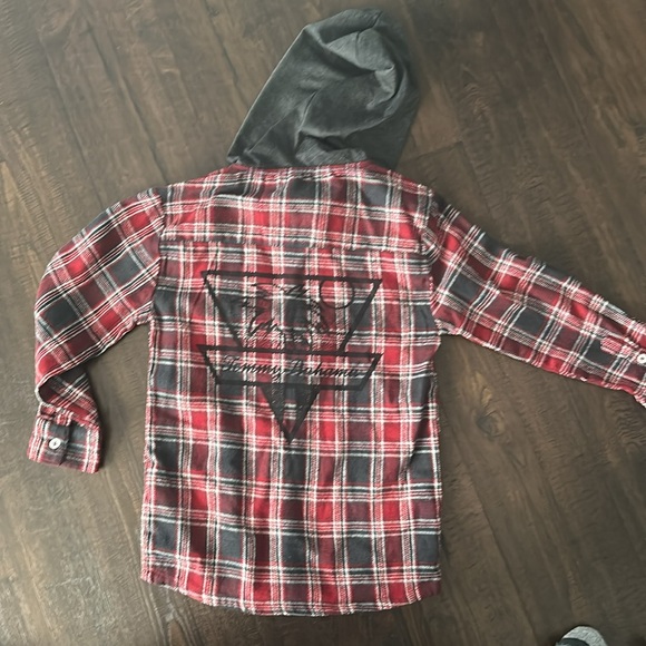 Tommy bahama size 8 boys button down flannel with hood like new! - Picture 4 of 5